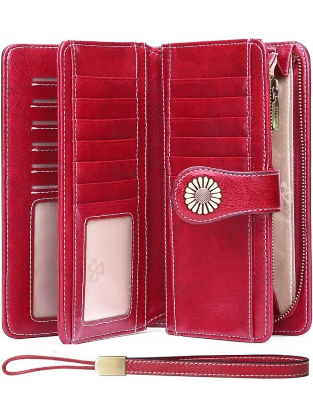 Stylish RFID Blocking Leather Wallet Wristlet for Women - Large Card Holder